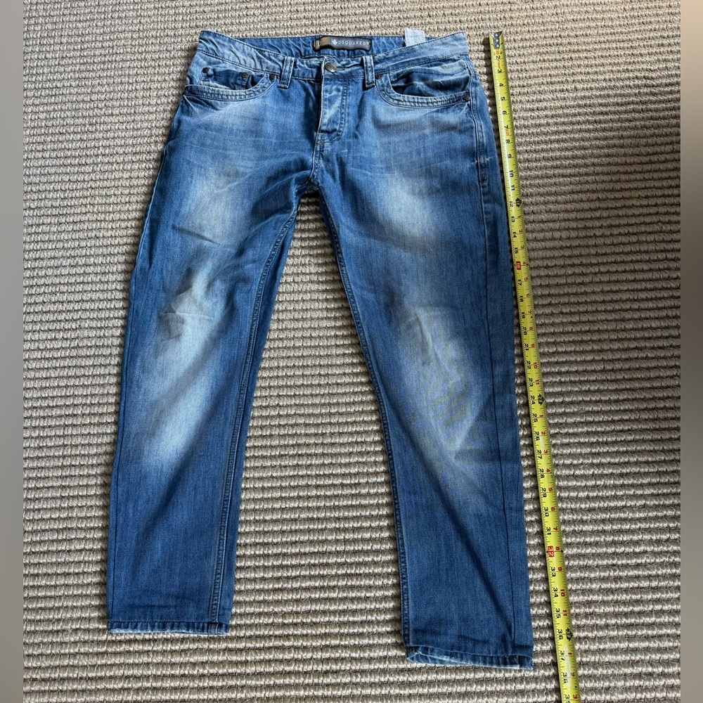 DSQUARED2 Dark Navy Distressed Cotton Cropped Jeans